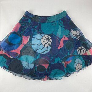 Maria Bonita Extra Womens Skirt Blue Green Ruffles 42